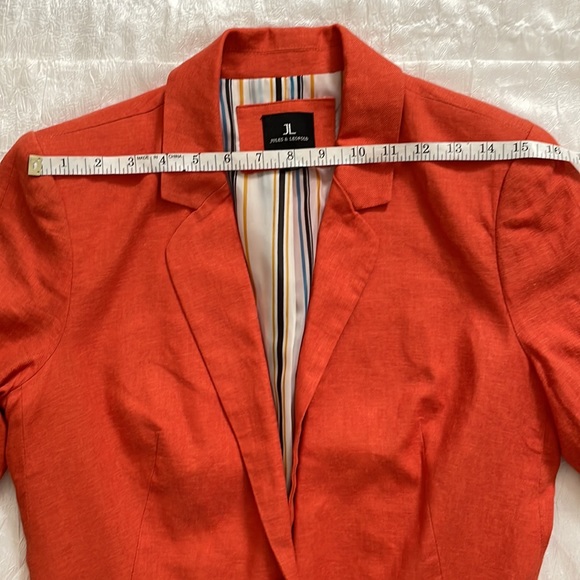 Blazer Jules & Leopard lined jacket padded shoulders 30% linen Coat Size S - Picture 11 of 15